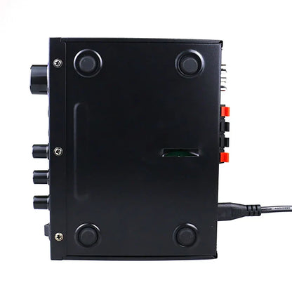 Black rectangular ak45 800w home digital amplifier with four knobs orange terminals usb cable Bluetooth amplifier hifi
