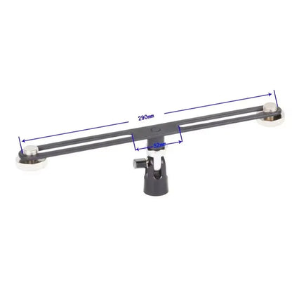 Black metal alctron mas020 double microphone stand with adjustable arms and central mounting bracket for stereo recording dual use