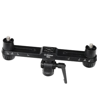 Black alctron ms02 dual microphone stereo recording stand portable arm with adjustable knobs and measurement markings