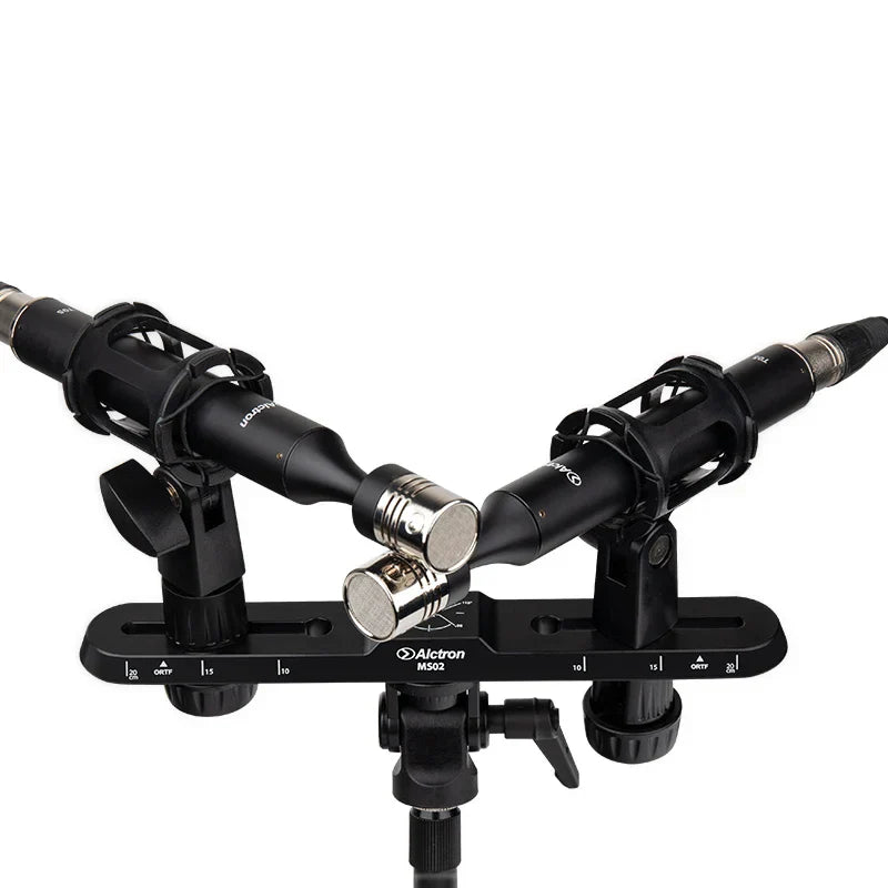 Black alctron ms02 professional stereo recording bar with height adjustable function and silver xlr connectors