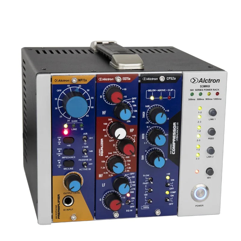 Alctron s3 mkii triple channel 500 series module studio power rack with mp73a preamp eq75a eq and cp52a compressor