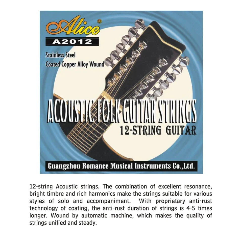Alice A2012 12 strings acoustic guitar strings with coated copper alloy wound for musical instrument guitar use