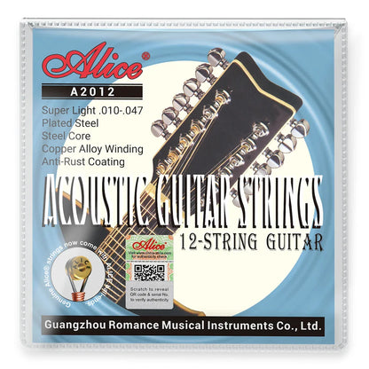 Alice A2012 12 strings acoustic guitar strings made of plated steel with copper alloy winding and anti-rust coating