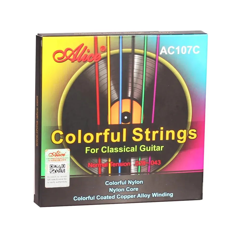 Alice classical guitar nylon fiber strings set featuring vibrant colored coated copper alloy winding for classical musical instruments