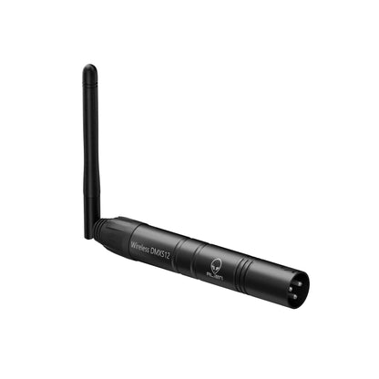 Black alien wireless dmx512 transmitter with telescopic antenna and textured grip for disco dj party and moving head laser use