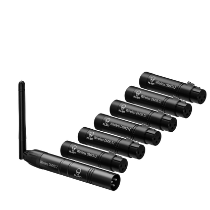 Black alien wireless dmx512 transmitters with matte finish and external antennas for disco dj party moving head laser use
