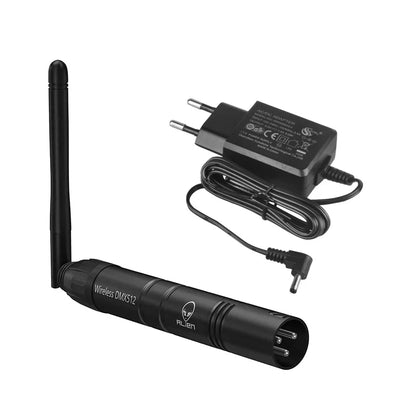 Black alien wireless dmx512 transmitter with external antenna and power adapter for disco dj party moving head laser use