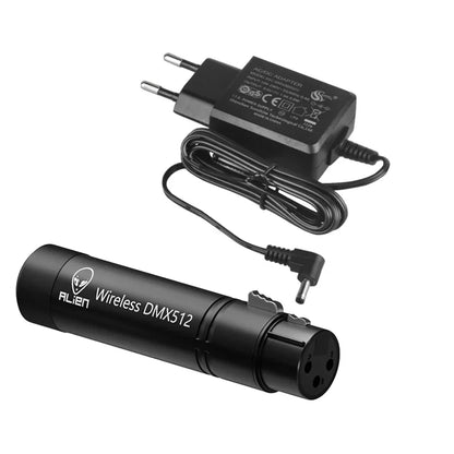 Black alien wireless dmx512 transmitter with matte finish and white lettering for disco dj party moving head laser use