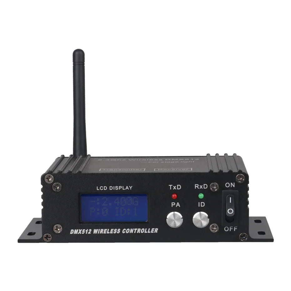 Black dmx512 controller receiver transmitter with lcd display and antenna for disco dj party bar moving head lighting