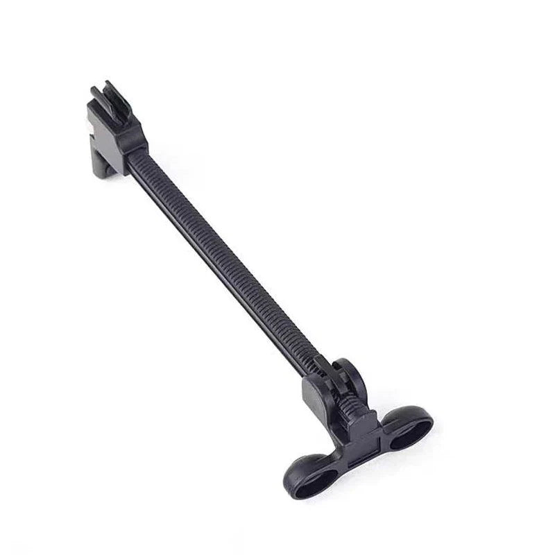 Black plastic adjustable mic clamps stringed instrument with textured grip and clamp ends for musical instrument microphone use