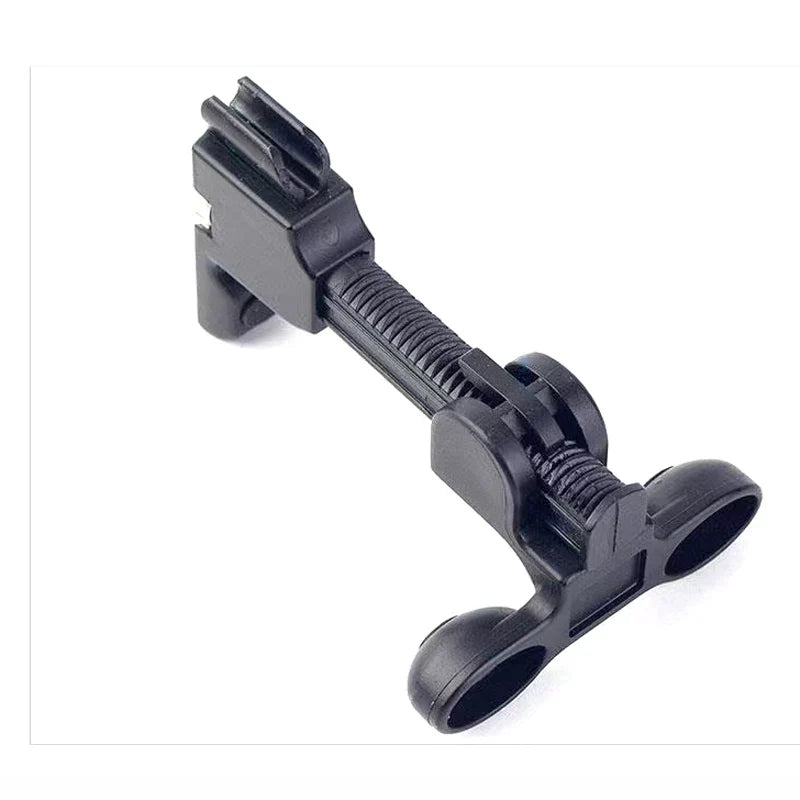 Black plastic adjustable mic clamps stringed instrument with threaded screw and circular grips for musical instrument microphone use