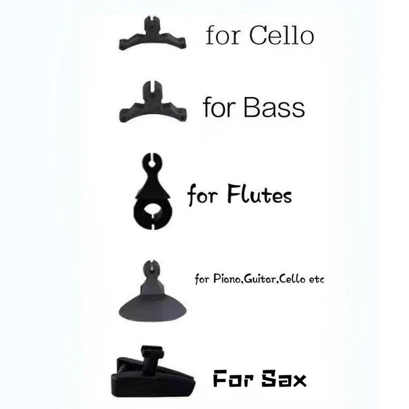 Black plastic microphone clips violin and mic clamps stringed for cello bass flute piano guitar saxophone holders