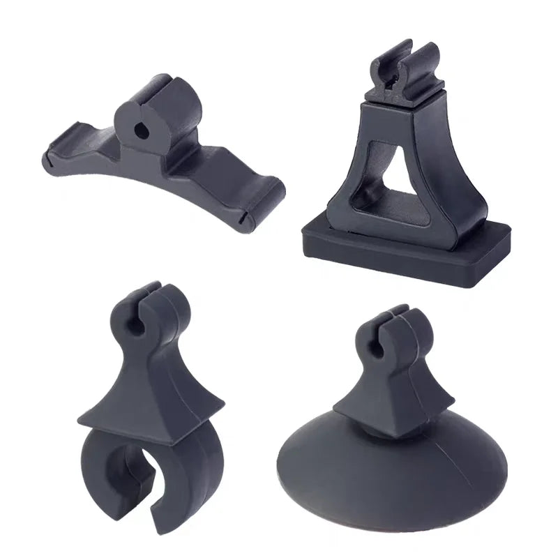 Set of four black plastic microphone clips violin and mic clamps stringed for musical instrument microphone mounting