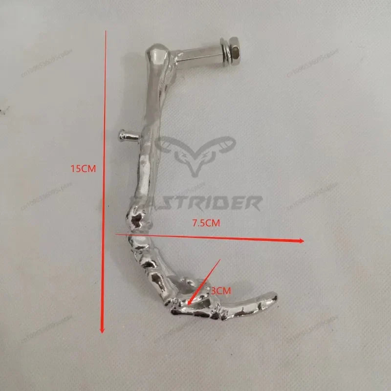 Silver metallic finger metal motorcycle kickstart lever with rugged textured surface for vertical middle finger stand motorcycle kickstands