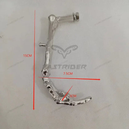 Silver metallic finger metal motorcycle kickstart lever with rugged textured surface for vertical middle finger stand motorcycle kickstands