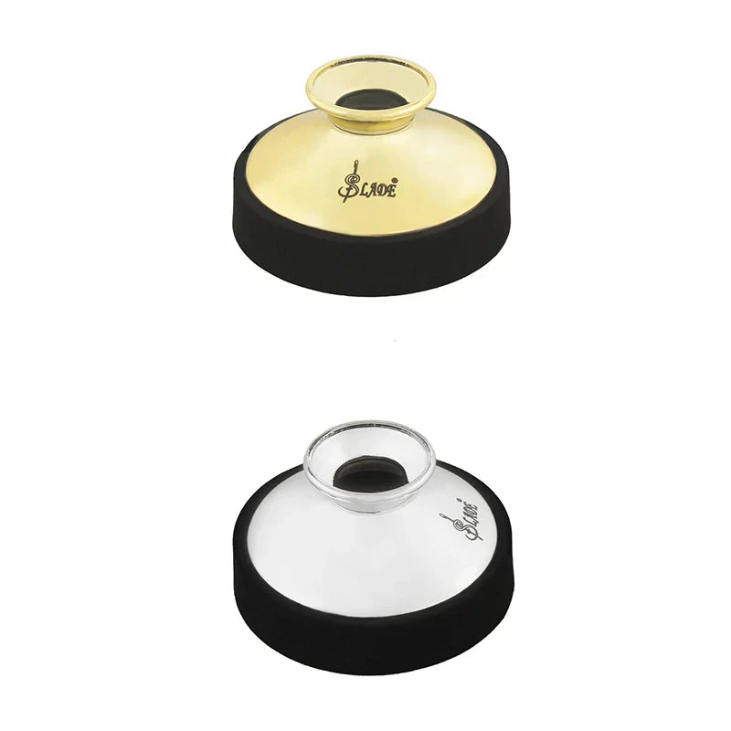 Alto saxophone silencer round mouthpiece covers in gold and silver with black rubber bases for quality woodwind musical use