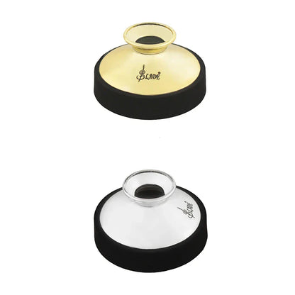 Alto saxophone silencer round mouthpiece covers in gold and silver with black rubber bases for quality woodwind musical use