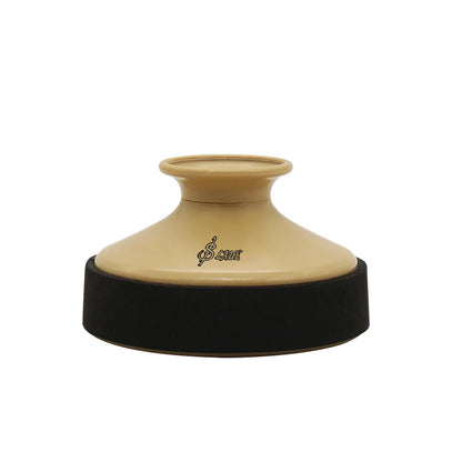 Beige ceramic alto saxophone silencer with black rubber base and engraved musical note logo quality woodwind accessory