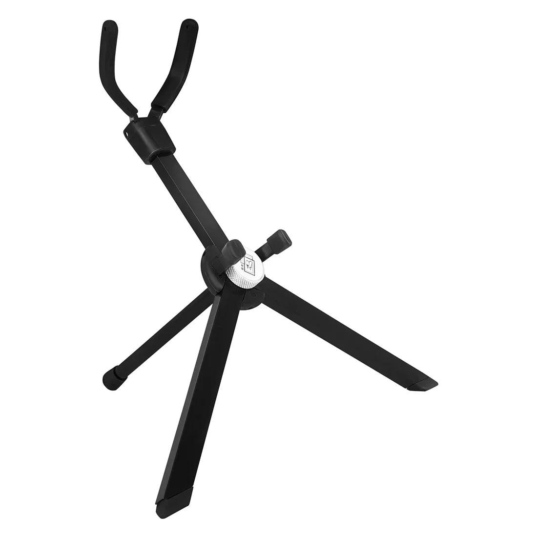 Black metal alto sax stand with adjustable arms tripod base made of aluminum alloy flat support for woodwind instruments