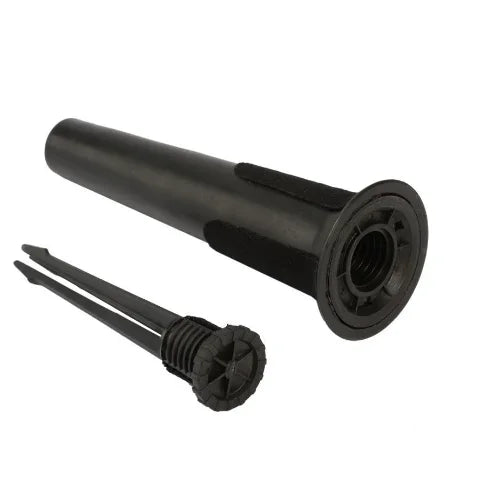 Black plastic pipe with threaded end and matching tool for portable foldable professional soprano saxophone stand accessories