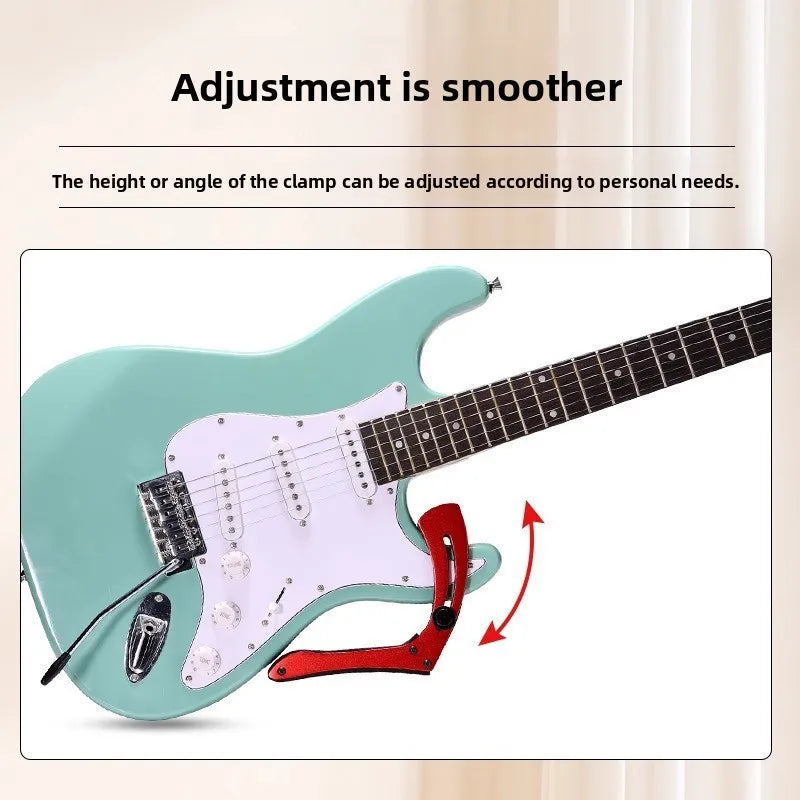 Red adjustable aluminum alloy electric guitar practice stand portable with anti slip clamp for musical instruments