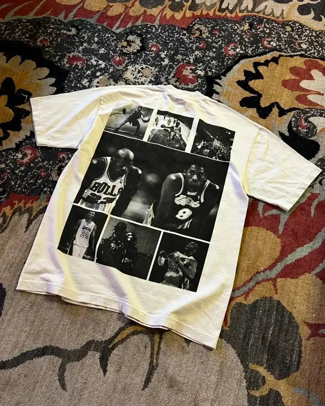 White cotton oversized couples goth t shirt with black and white basketball tops y2k collage from american harajuku high streetwear