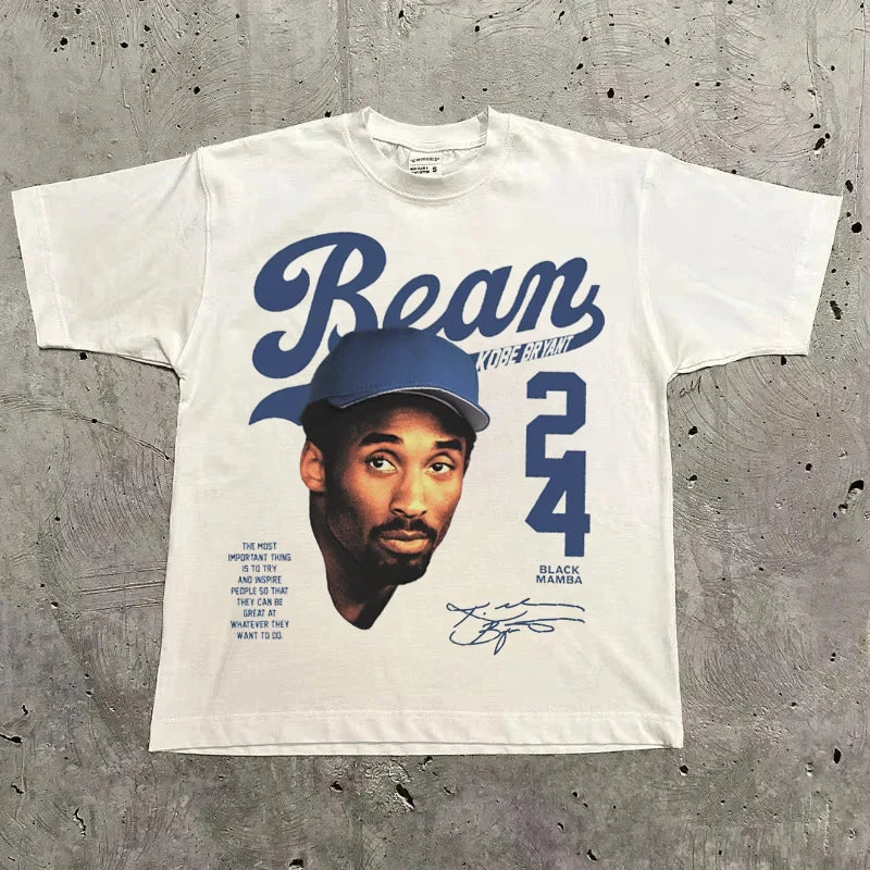 White cotton oversized couples goth basketball tops y2k with blue kobe bryant 24 jersey graphic american harajuku high