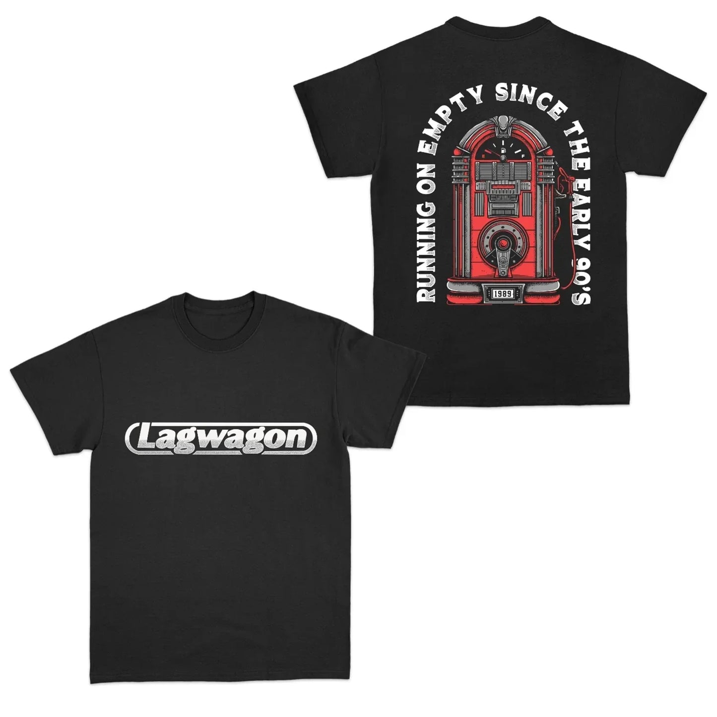 Black lagwagon band cotton black american hip hop overszied short sleeves t shirt with red vintage jukebox on back