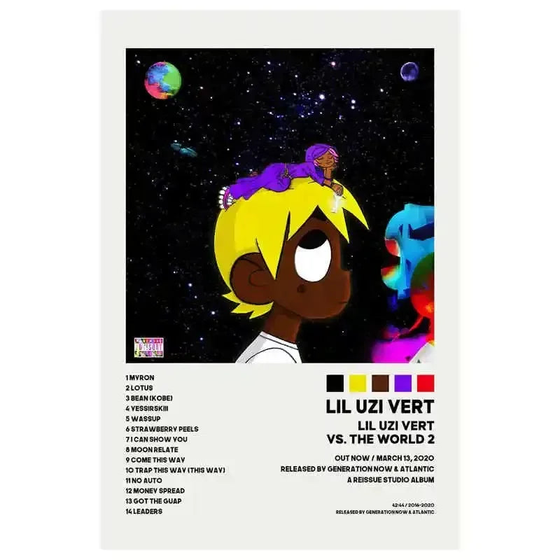 American hip hop rapper lil uzi vert pink tape posters canvas painting wall art for music album cover display