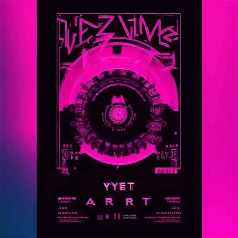 A vibrant pink and black lil uzi vert music album cover poster featuring a stylized circular design for american hip hop