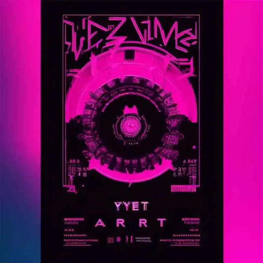 A vibrant pink and black lil uzi vert music album cover poster featuring a stylized circular design for american hip hop