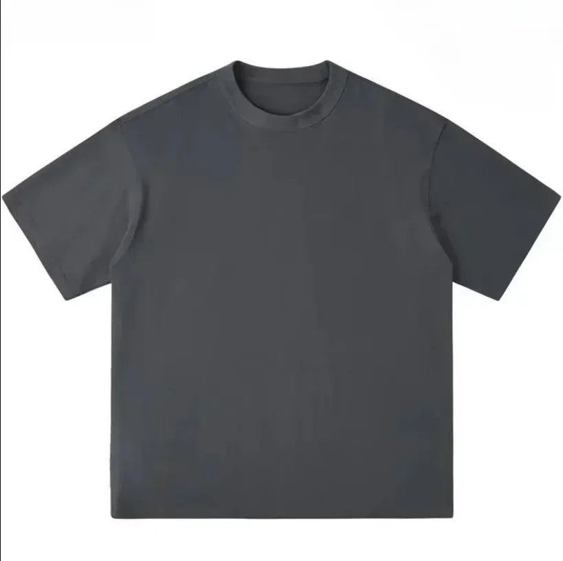 A minimalist dark gray crewneck t shirt with relaxed oversized fit featuring american hip hop y2k portrait double sided printing