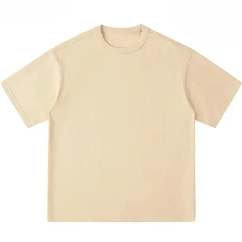 Minimalist off-white cotton crewneck t-shirt with hip hop y2k portrait double-sided printing for streetwear fashion
