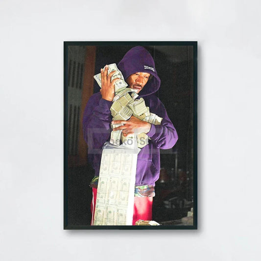 Purple hoodie with black frame featuring supreme on the hood for american rapper future album poster home room rap decor
