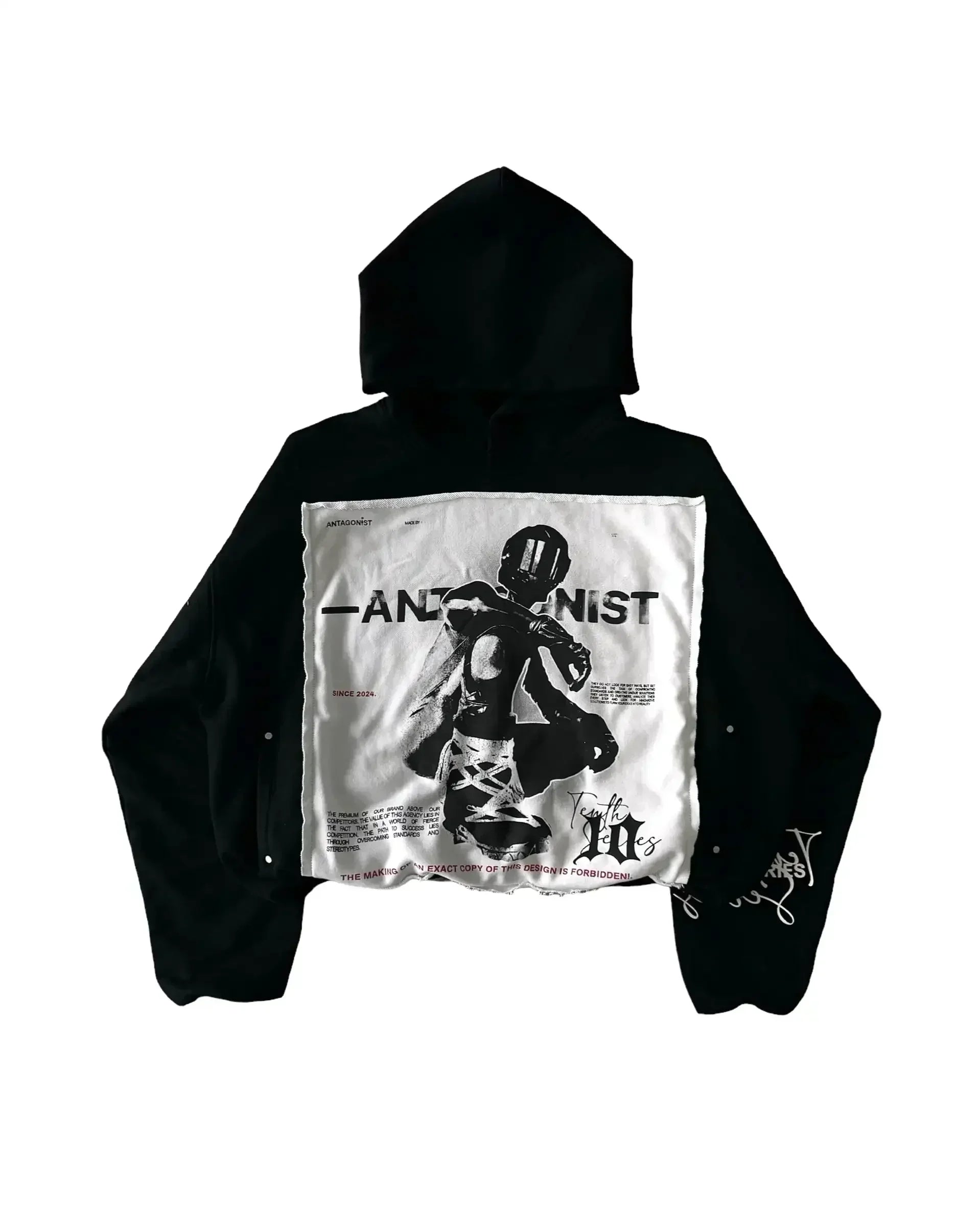 Black american retro zipper hoodie y2k with white hip hop cartoon graphic print on the back for casual wear