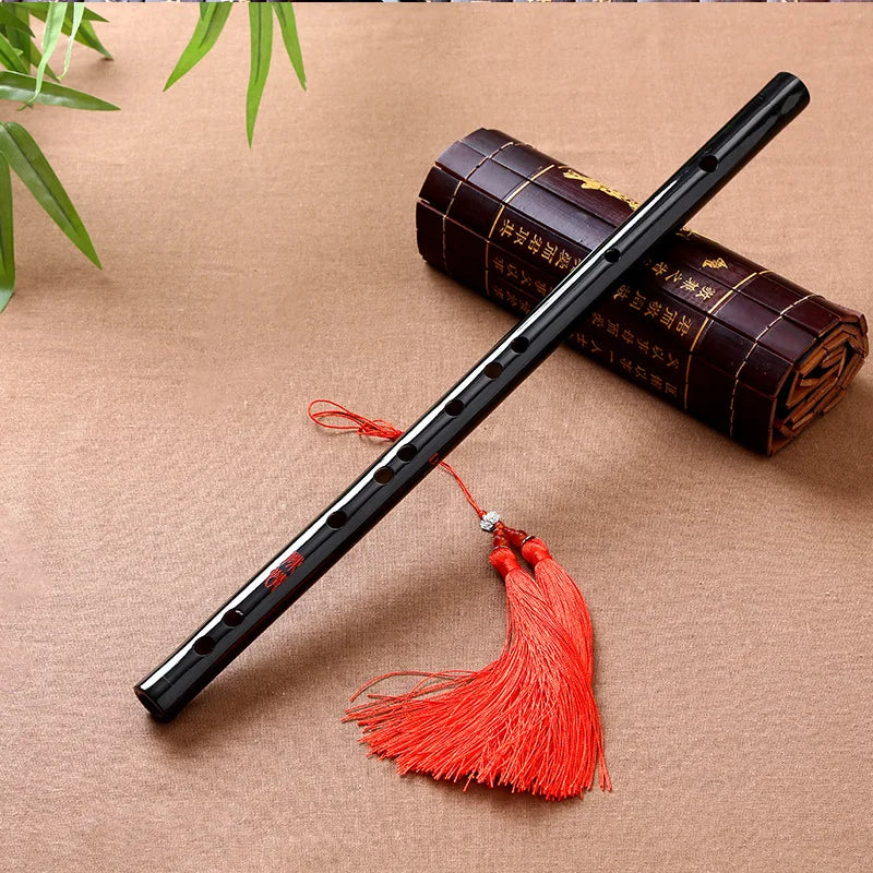 Black bamboo wei wuxian flute with vibrant red tassel for anime mo dao cosplay chinese dizi transversal instrument