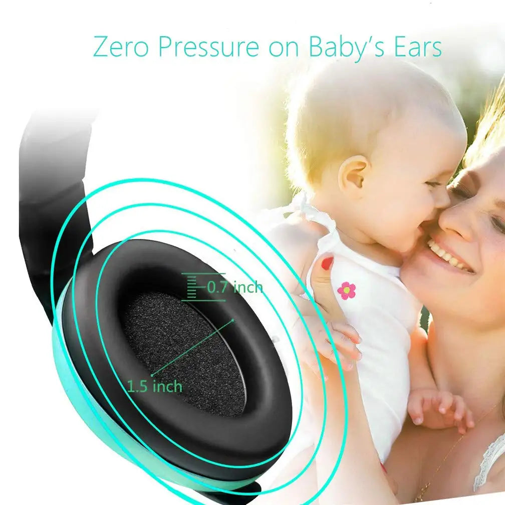 Black padded ear cup with soft cushioned interior for kids ear protection and noise cancelling baby headphones