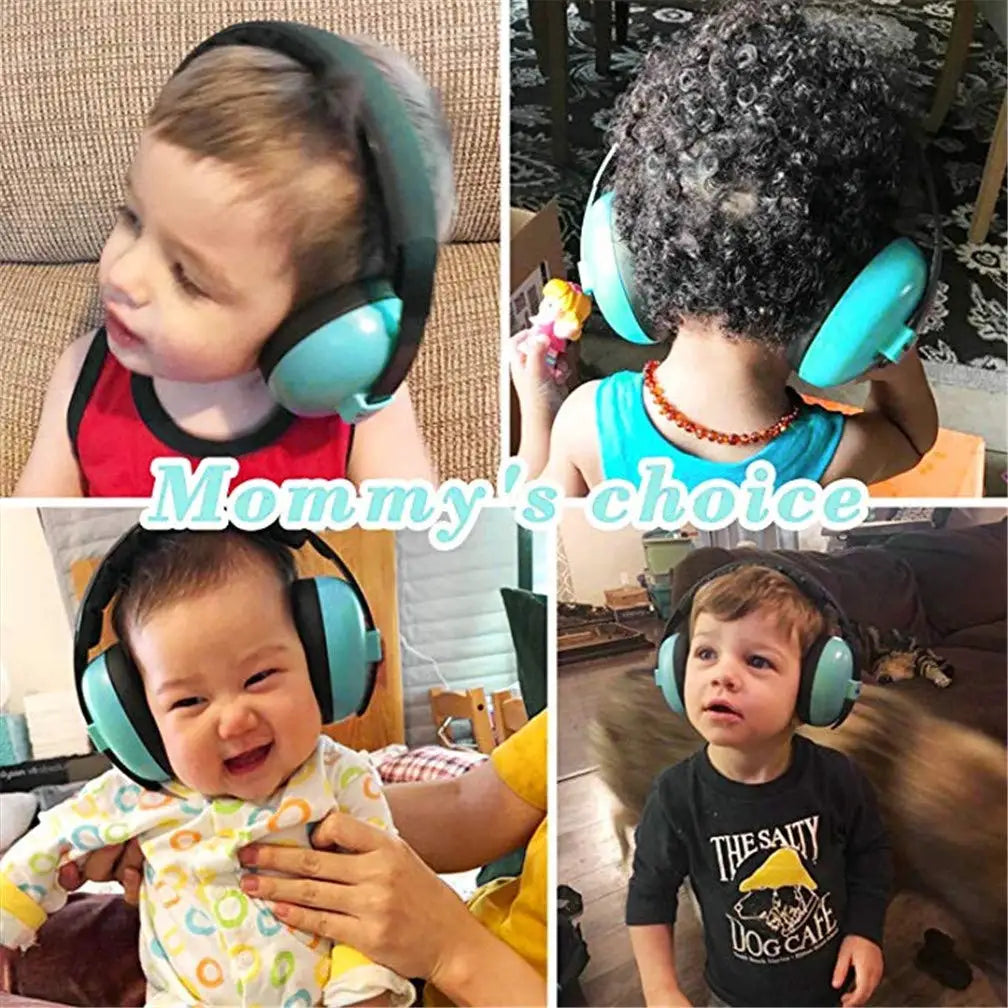 Teal and black anti noise baby headphones providing high quality kids ear protection and noise cancelling earmuffs