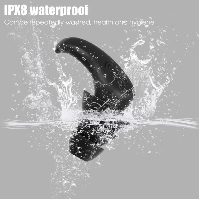 Black sleek ergonomic anti noise silicone earplug made of nano silica gel with ipx8 waterproof noise reduction design