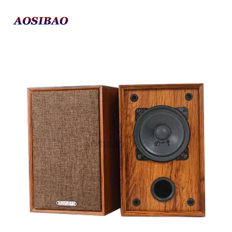 Aosibao 4 inch full range speaker 4ohm passive audio speakers with warm brown wood finish and stereo home loudspeaker