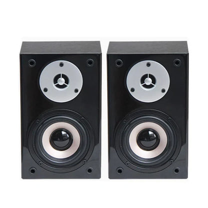 Black glossy Aosibao 4 inch passive speakers with silver and black ohm mounted mid drivers for theater combination audio
