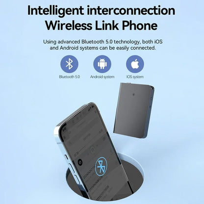 Silver wireless link mini voice recorder with sleek metallic finish features digital audio smart noise reduction technology