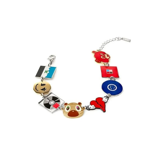 A colorful metal cuff bangle with album bracelets kawaii featuring dropouted bear vintage and hip hop charms