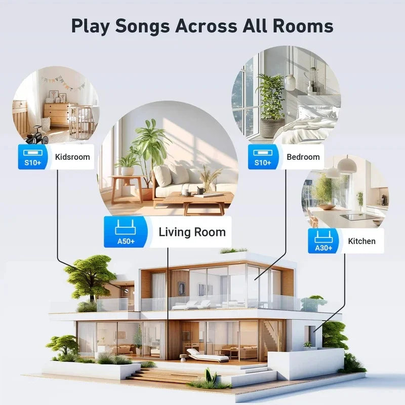 Arylic S10+ black wireless music streamer with 3.5mm jack supports multiroom PC audio and Bluetooth connectivity
