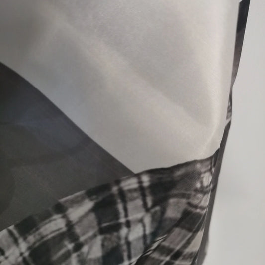 Black and white plaid fabric with soft translucent overlay for rockys flag 3x5fts 2x3fts rapper room aesthetic music album decor