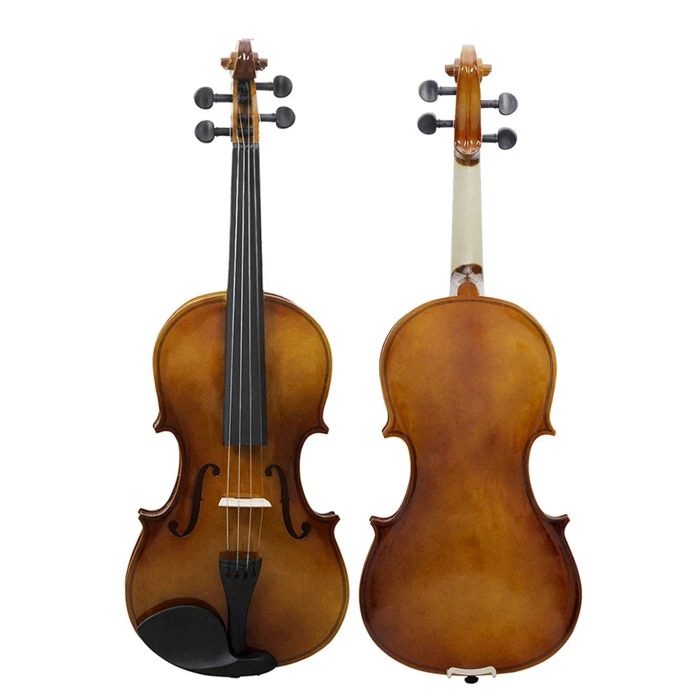 A polished wooden astonvilla 4/4 acoustic violino vintage with warm amber finish black tuning pegs with case bow beginner gift