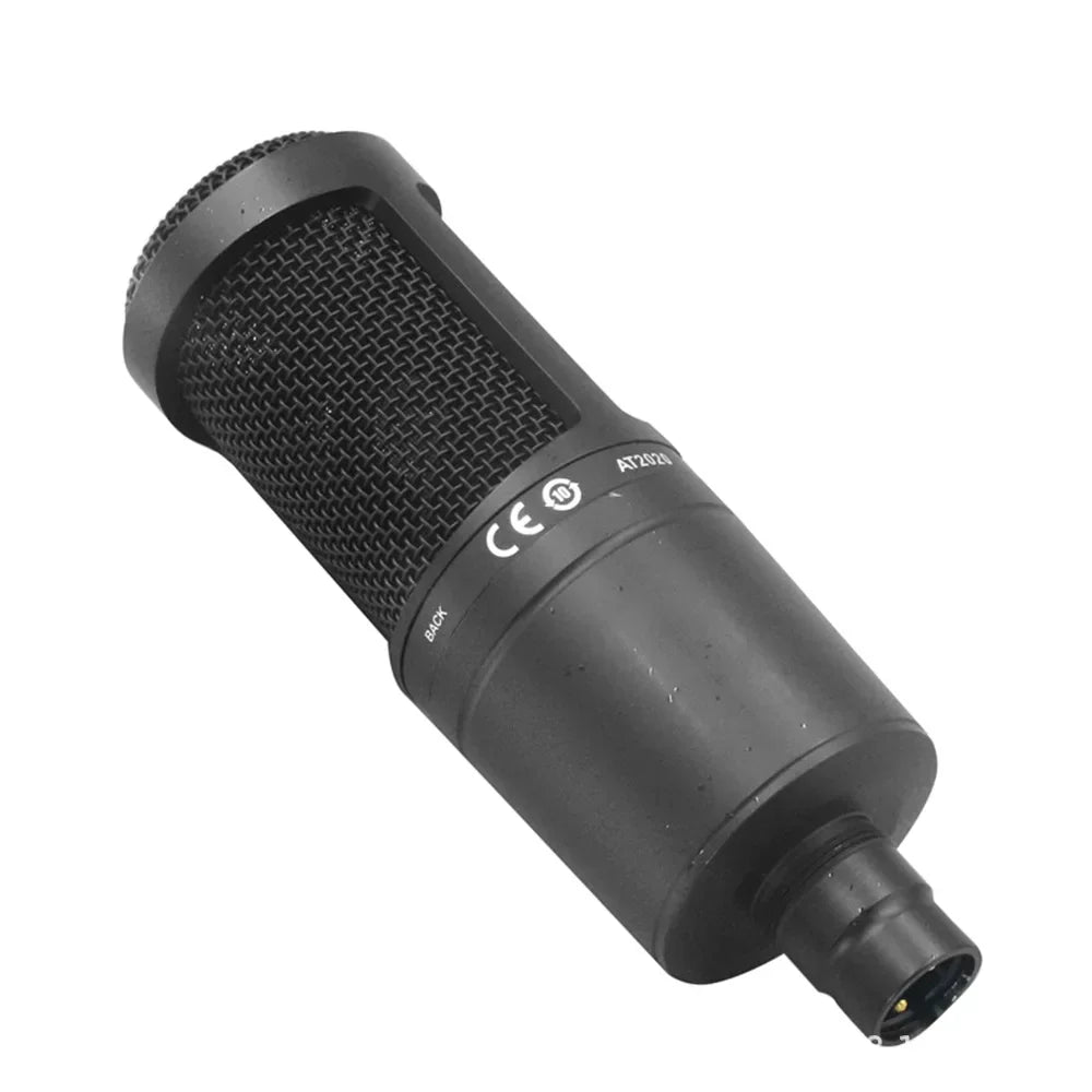 Black at2020 microphone wired condenser microphone with mesh grille and matte finish for film project home and recording use