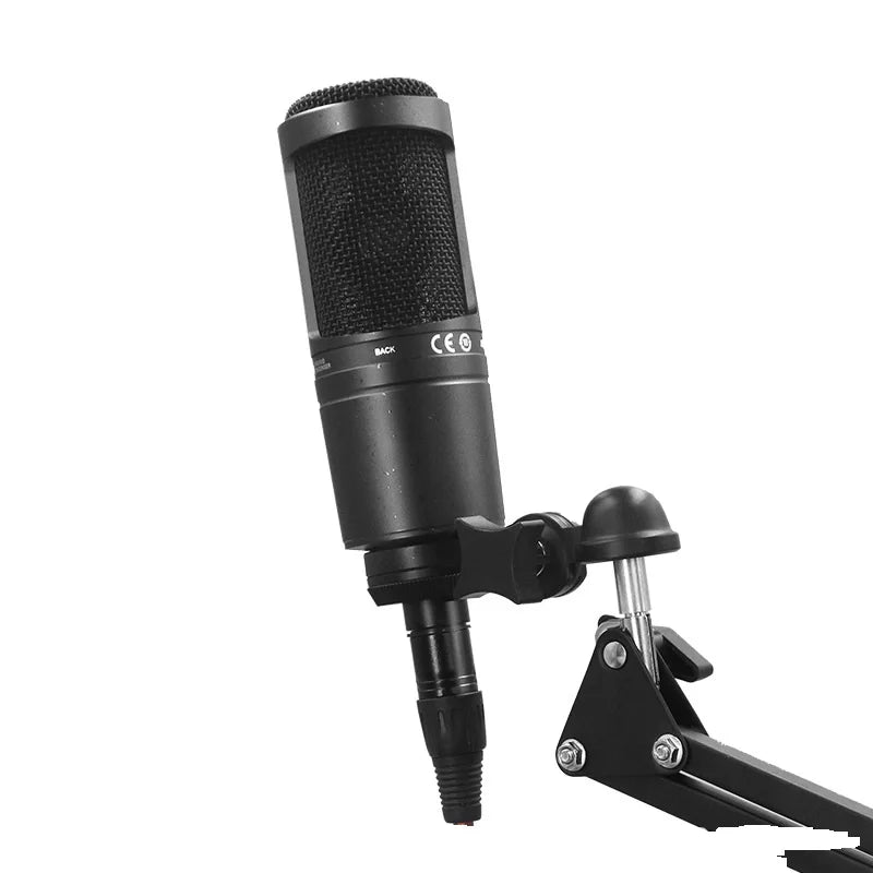 Black at2020 microphone wired condenser microphone with mesh grille and adjustable stand for film project home use