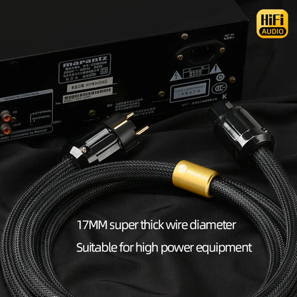 Ataudio hifi eu power audio cable black braided with quality 6n ofc double shielded gold plated connectors for amplifier