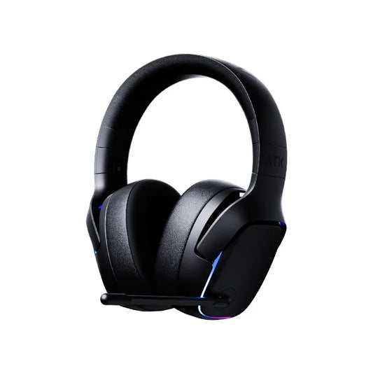 Black atk n9 2.4ghz wireless gaming headset with bluetooth mic and blue led accents for mac playstation bluetooth use